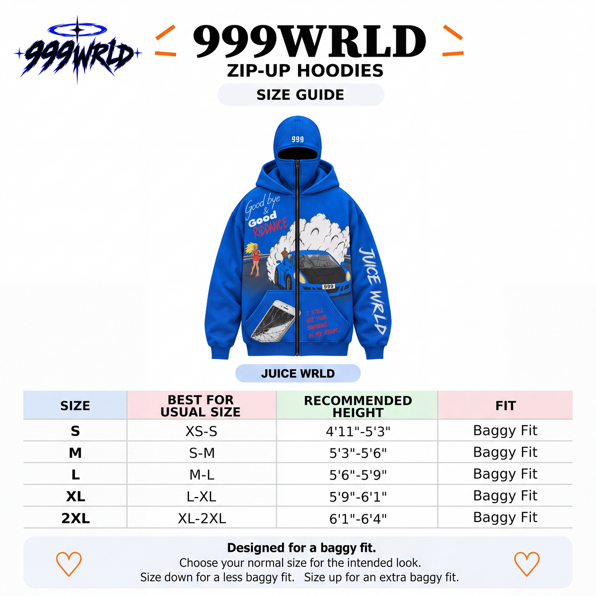 999WRLD™ Juice WRLD Zip-Up Hoodie